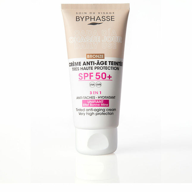 Byphasse Crema Facial Antiedad Con Color Spf50 Bronze Unisex, 50 ml