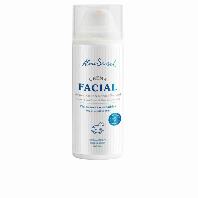 ALMA Secret Crema Facial Argán, Karité y Manzanilla Azul Spf20 Unisex, 50 ml