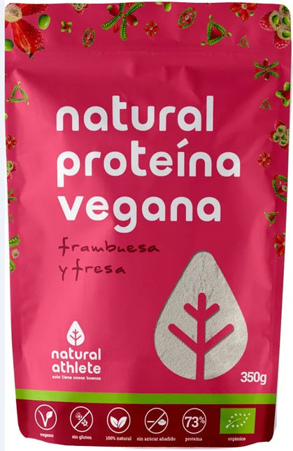 Natural Athlete Proteina Vegana Fresa y Frambuesa Bio, 350 g
