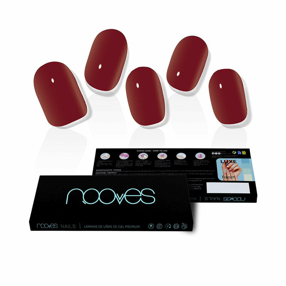 Nooves Láminas De Uñas De – Gel Midnight Rain Premium Luxe Solid Rojo 20 U Unisex