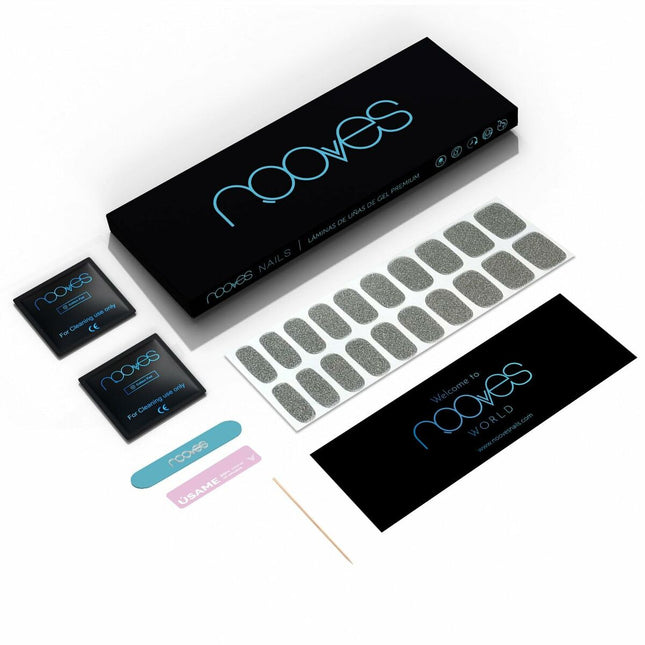 Nooves Láminas De Uñas De – Gel Dazzling Diva Premium Glam Glitter Gris 20 U Unisex