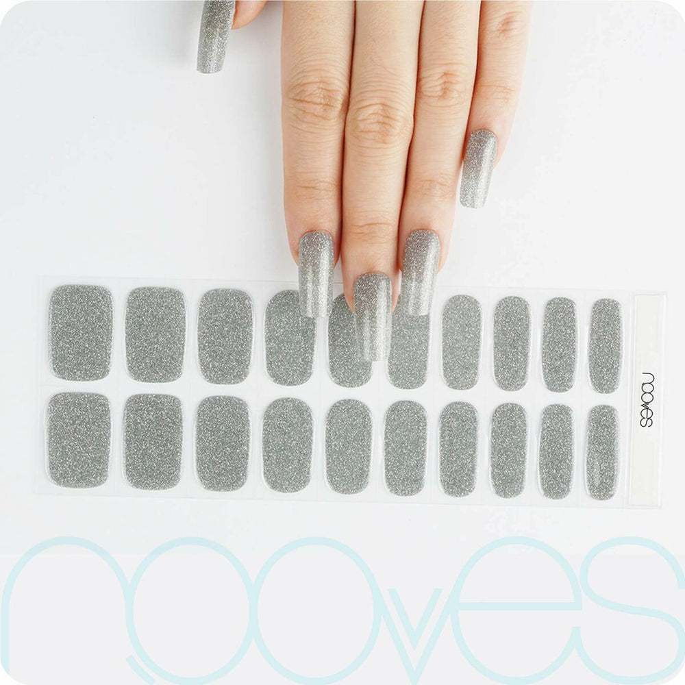 Nooves Láminas De Uñas De – Gel Dazzling Diva Premium Glam Glitter Gris 20 U Unisex