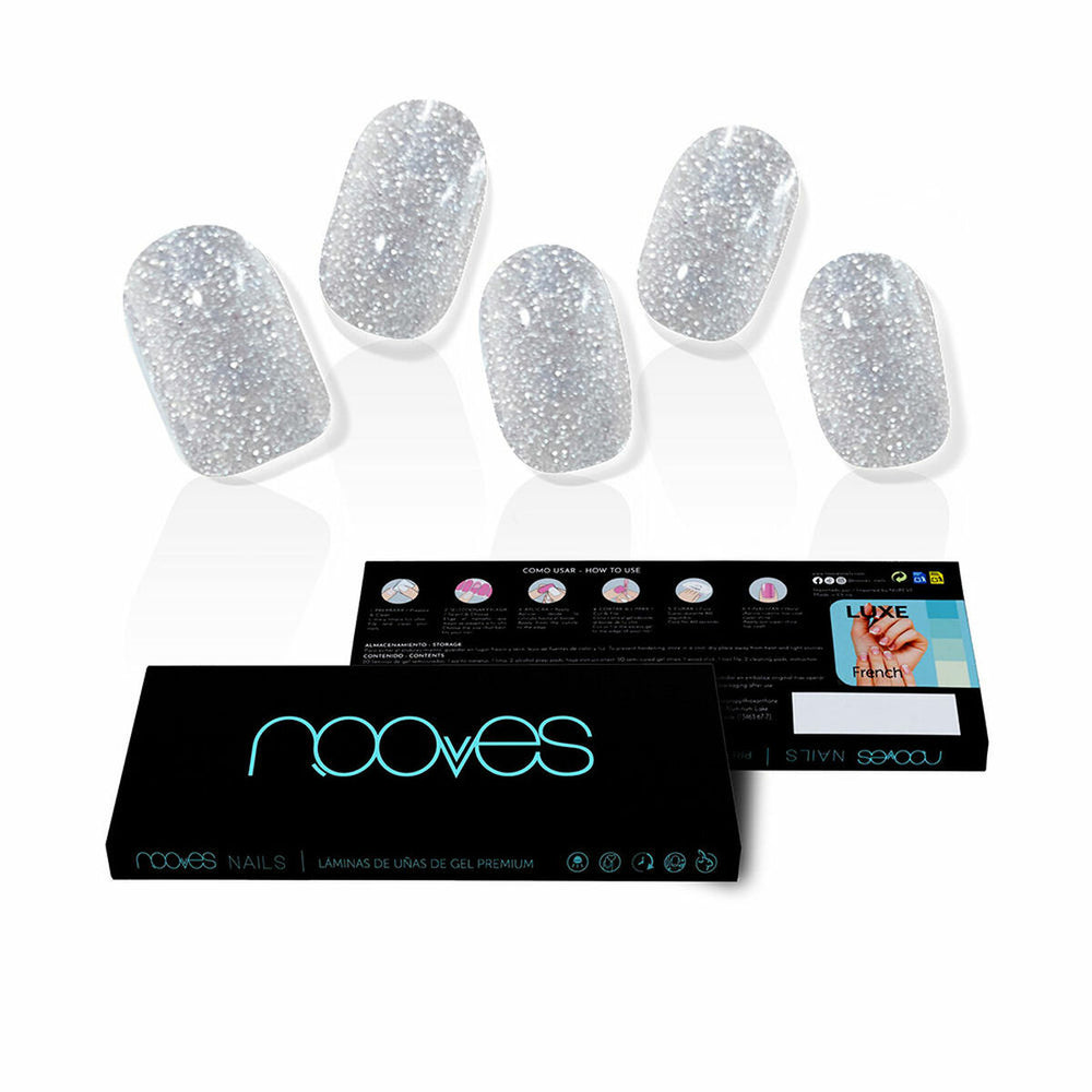 Nooves Láminas De Uñas De – Gel Dazzling Diva Premium Glam Glitter Gris 20 U Unisex