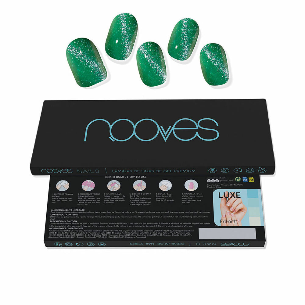 Nooves Láminas De Uñas De – Gel Jade Glass Premium Glam Cat Eye Verde 20 U Unisex