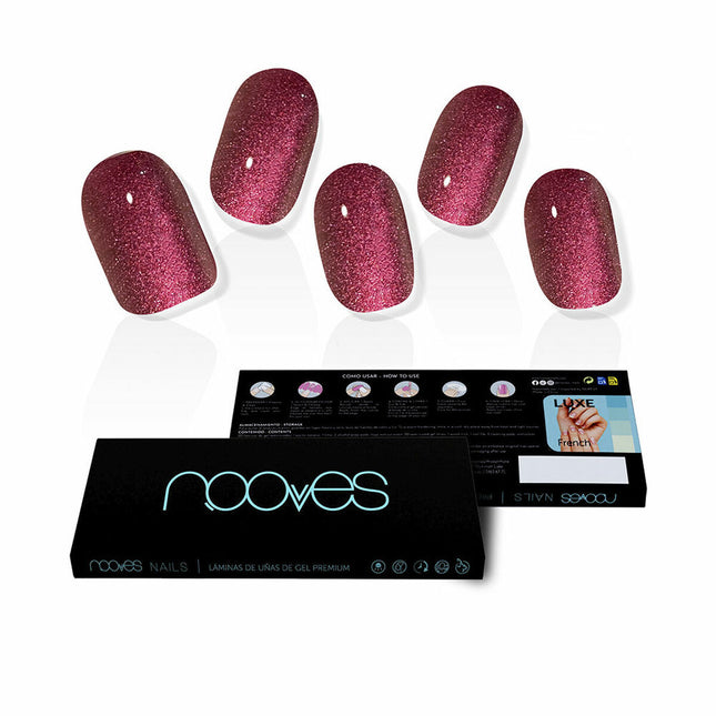 Nooves Láminas De Uñas De – Gel Ruby Claret Premium Glam Glitter 20 U Unisex