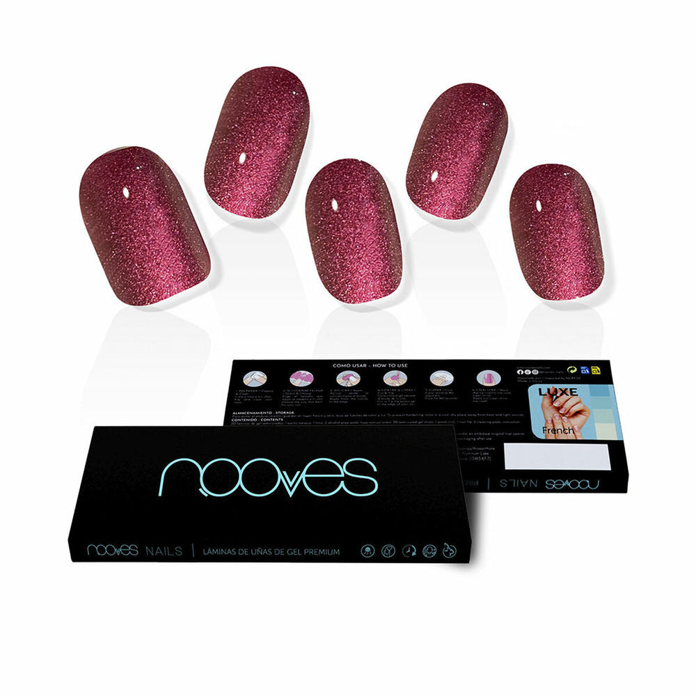 Nooves Láminas De Uñas De – Gel Ruby Claret Premium Glam Glitter 20 U Unisex