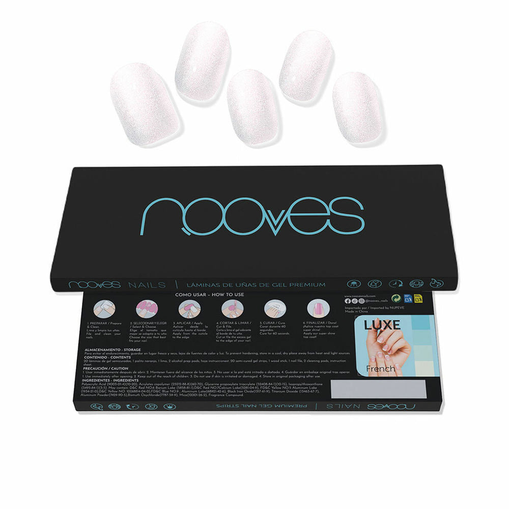Nooves Láminas De Uñas De – Gel Perlé Premium Luxe Cat Perlada Blanco 20 U Unisex