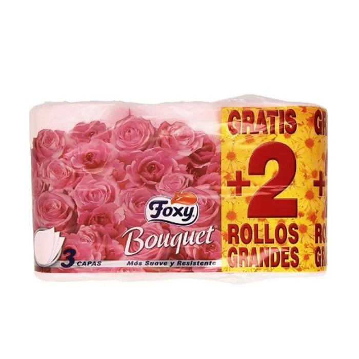 FOXY Bouquet Color Toilet Paper 3 Layers 4 + 2 Rolls