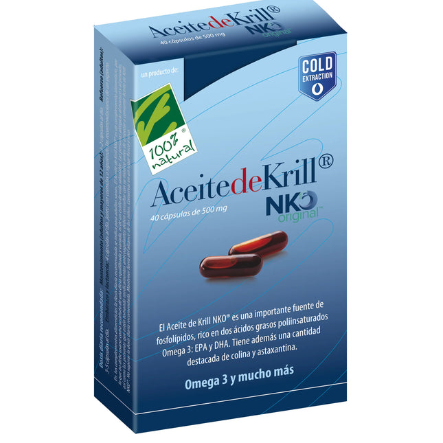 100%NATURA Aceite De Krill Nko 40 Cap De 500 Mg