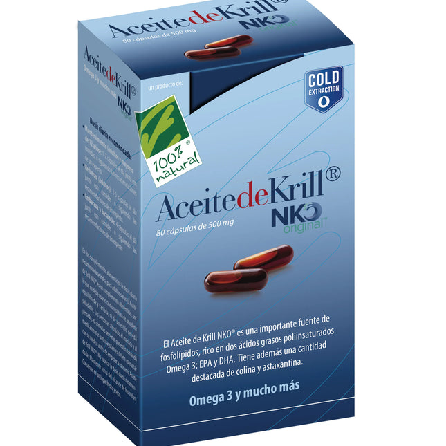 100%NATURA Aceite De Krill Nko 80 Cap De 500 Mg