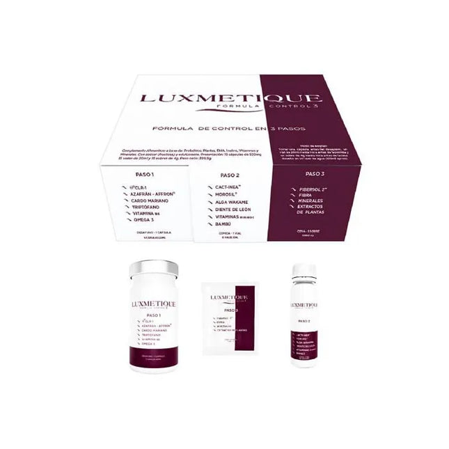 Luxmetique Control Formula 3 Treatment Box 15 capsules, 15 Vials And 15 Sachets