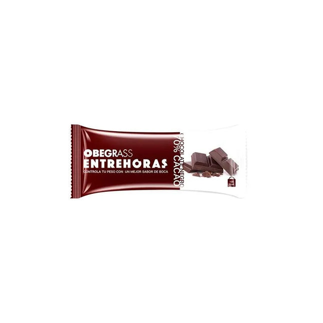 Actafarma Obegrass Barrita Entrehoras Chocolate Negro 50 Cacao, 30 g