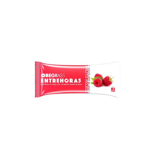 Actafarma Obegrass Barrita Entrehoras Chocolate Blanco y Frutos Rojos, 30 g