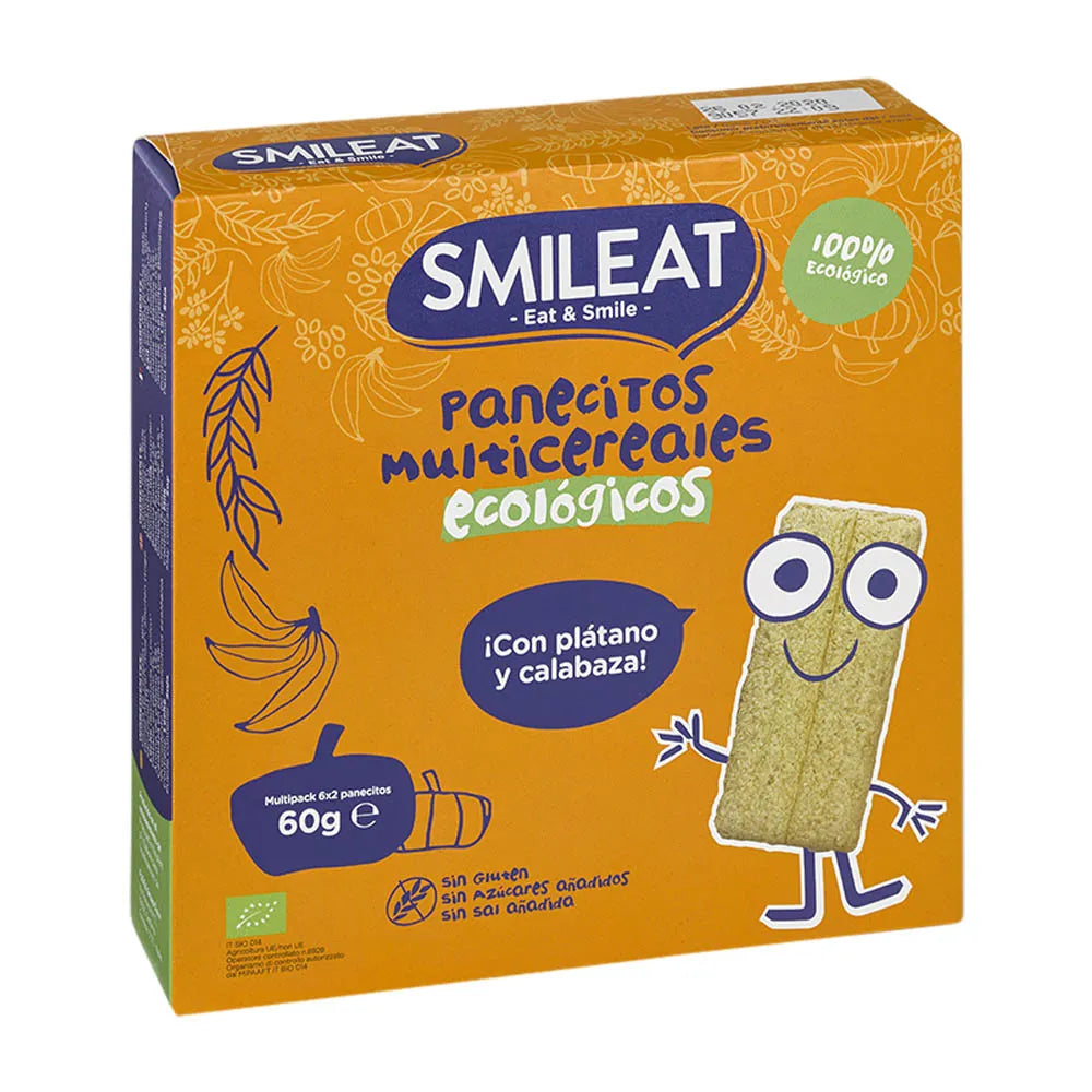 Smileat Panecillos De Cereales Con Platano y Calabaza Bio, 60 g