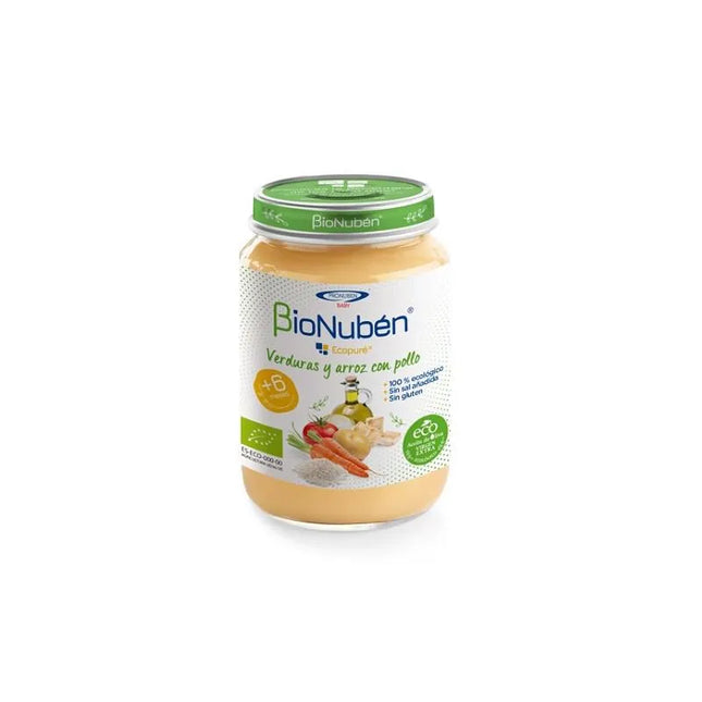 Bionubén Bionuben Ecopuré Tarrito Verduras y Arroz Con Pollo 6m, 250 g