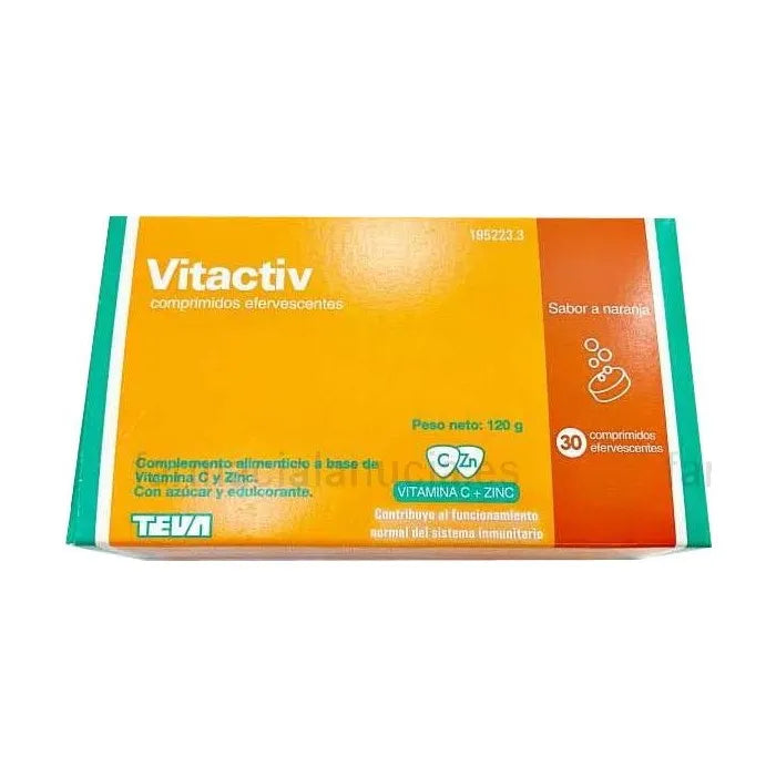 TEVA Pharma Teva Vitactiv 30 Effervescent Tablets, 120 g