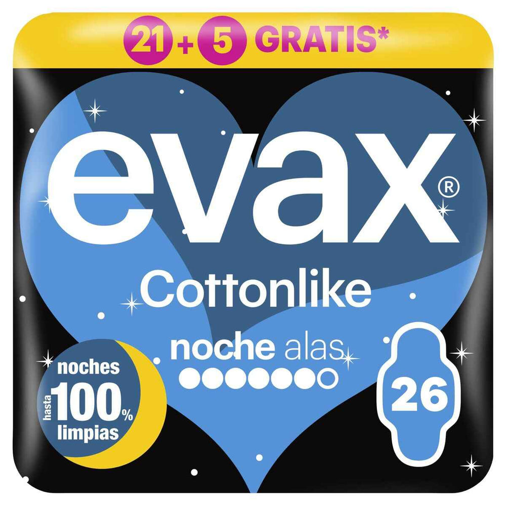 EVAX Cottonlike Compresas Noche Alas 26 U Unisex