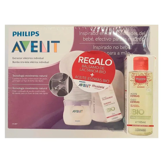 Avent Comfort Electric Breast Pump +Free Gift Mustela Organic Breastfeeding Balm 10 ml +Mustela Anti-Stretch Mark Oil, 105 ml