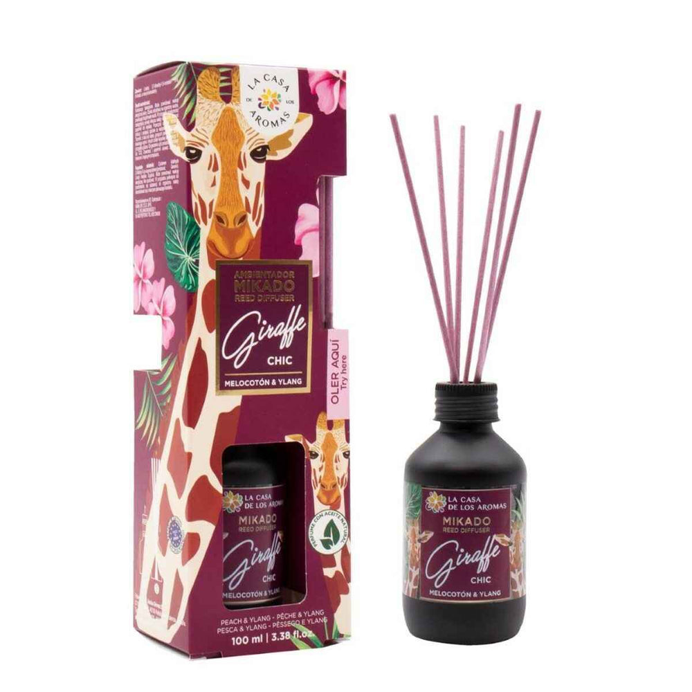 LA CASA DE LOS Aromas Ambientador Mikado Giraffe Chic Melocotón y Ylang, 100 ml