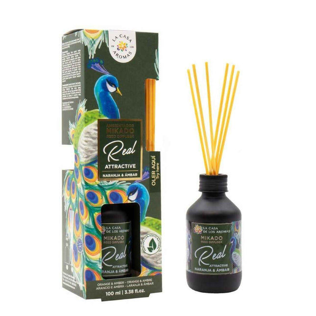 LA CASA DE LOS Aromas Ambientador Mikado Real Attractive Naranja y Ámbar, 100 ml