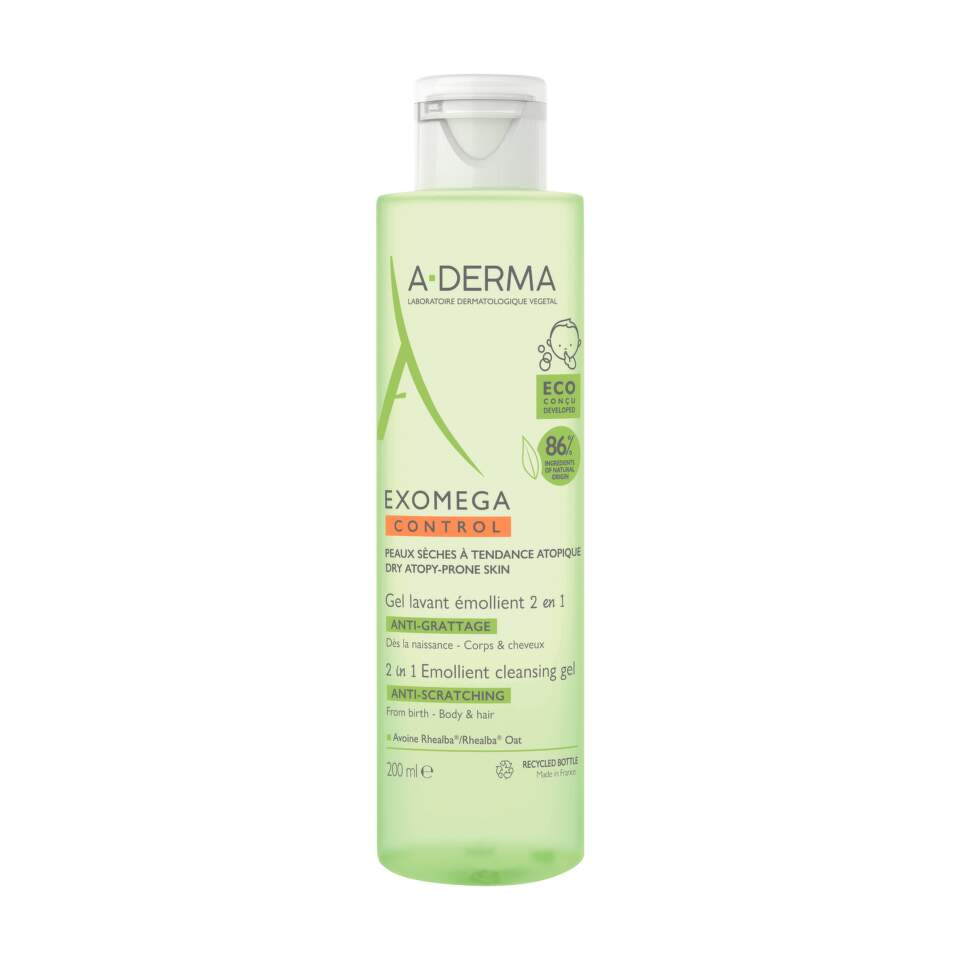 A-Derma Exomega Control Anti-Scratching & Soothing – Cleansing Gel Unisex, For Hair & Body, 200 ml