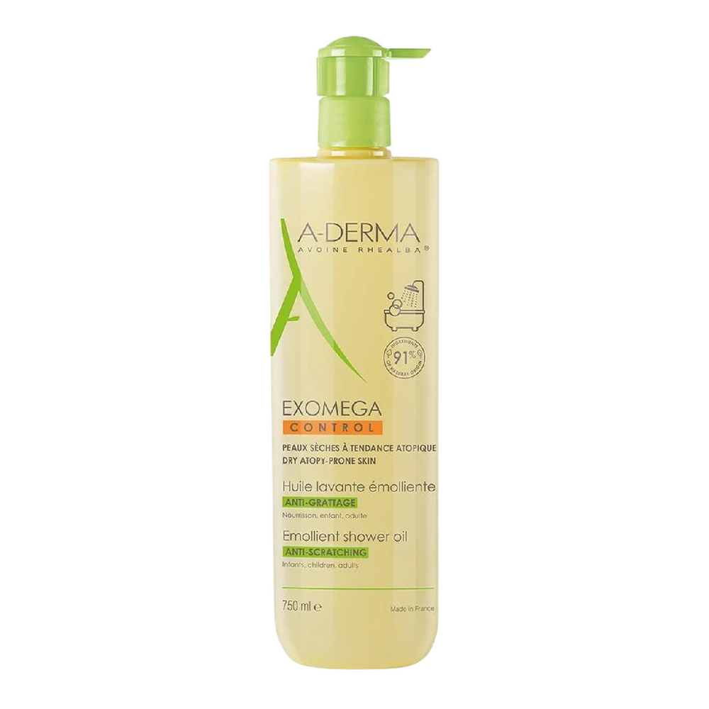 A-Derma Exomega Control Emollient – Shower Oil for Women, For Very Dry To Atopic Sensitive Skin, 200 ml