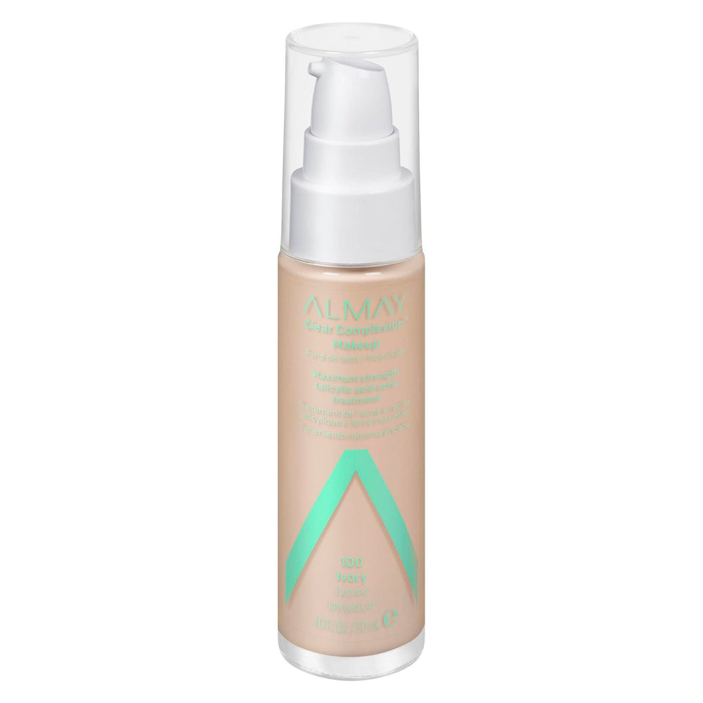 Almay Clear Complexion Salicylic Acid – Liquid Foundation for Women, 100, Ivory, 30 ml