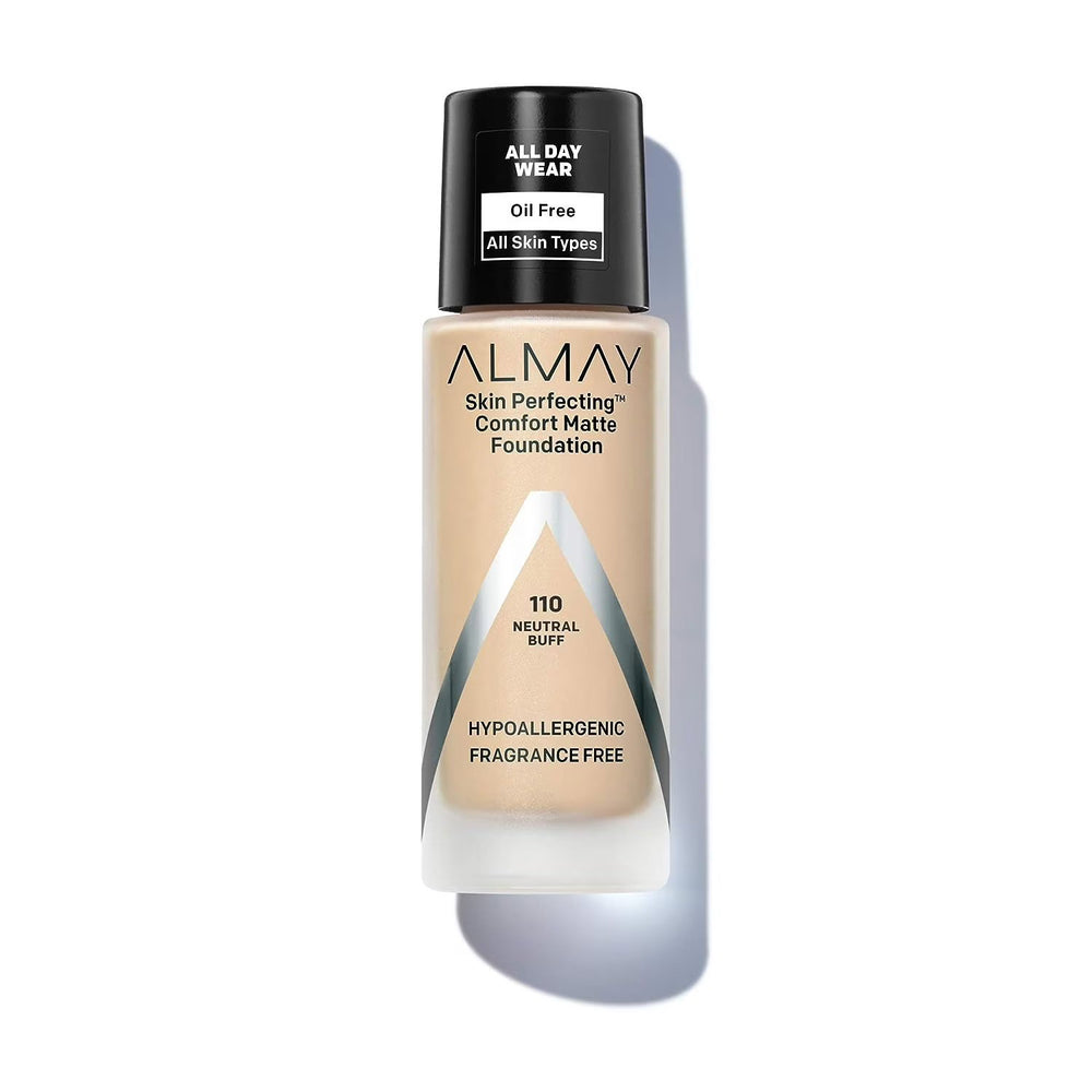 Almay Skin Perfecting Comfort Matte – Liquid Foundation for Women, 110, Neutral Buff, SPF 15, 30 ml