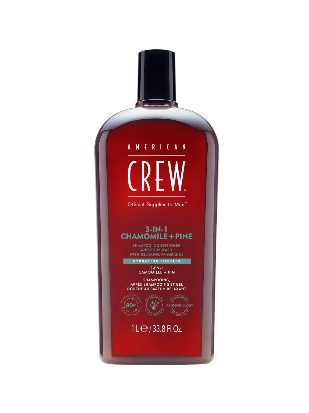American Crew 3-in-1 for Men, Chamomile & Pine, Hair Shampoo, Conditioner & Shower Gel 3-in-1, Hydrating, 250 ml