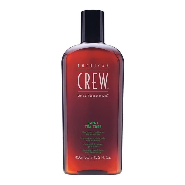 American Crew 3-in-1 Tea Tree Tea Tree Oil – Hair Shampoo for Men, Conditioner & Shower Gel 3-in-1, For Moisturizing, 450 ml
