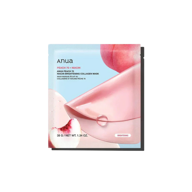 Anua Peach 70 Collagen Brightening – Sheet Mask for Women, For Face, 38 g