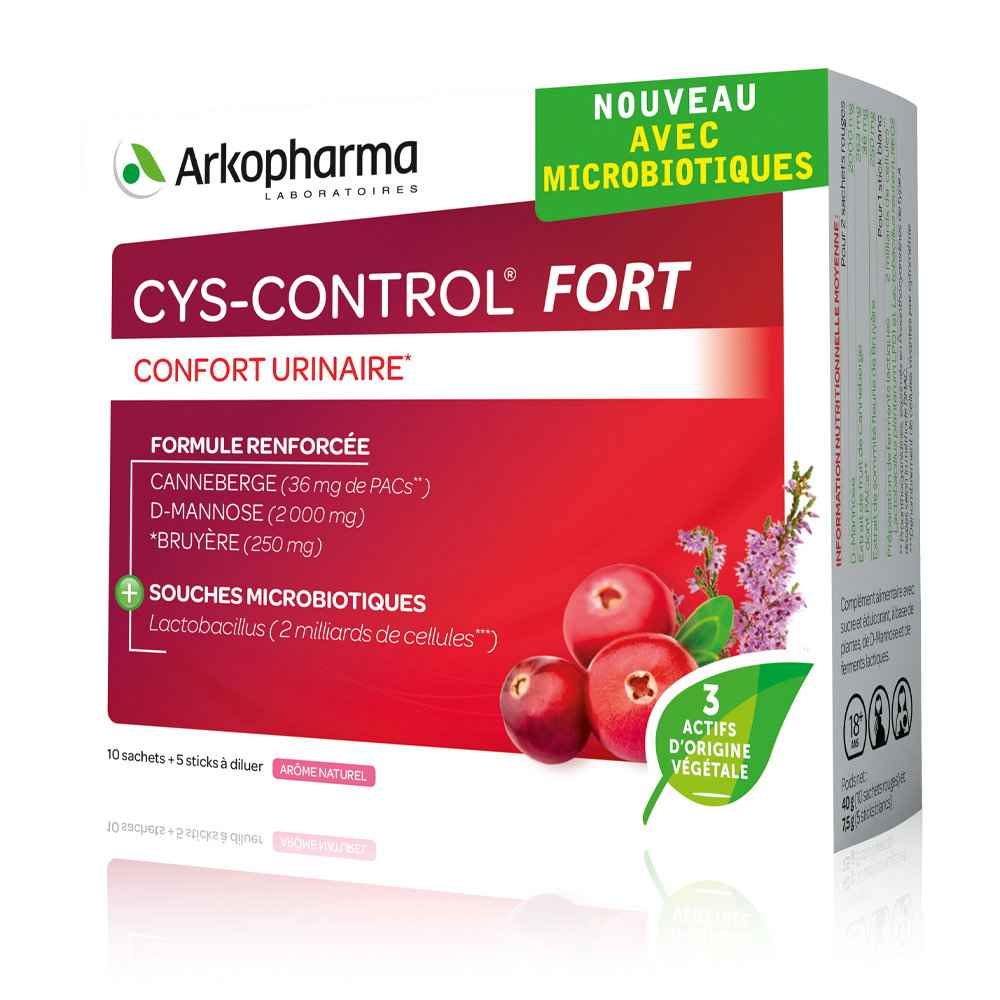 Arkopharma Cys-Control Fort Urinary Comfort Urinary – Powder Sticks Unisex, 15 pcs