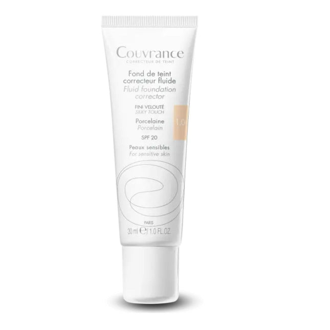 Avene Couvrance – Liquid Foundation for Women, 1.0, Porcelain, SPF 20, 30 ml