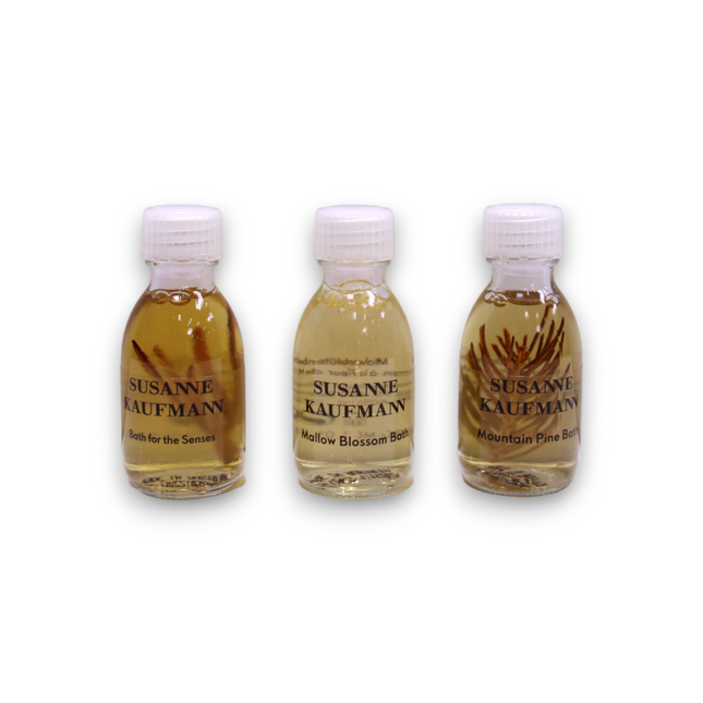 Susanne Kaufmann Bath Trio Set Susanne Kaufmann: Body Care Bath For The Senses Nourishing – Bath Oil for Women, 30 ml + Body Care Bath, Mountain Pine, Relaxing, 30 ml + Body Care Bath, Mallow Blossom, Nourishing,…