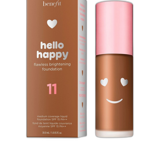 Benefit Hello Happy Brightening – Liquid Foundation for Women, 11, Dark Neutral, SPF 15, 30 ml