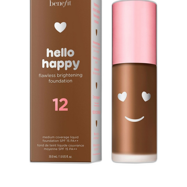 Benefit Hello Happy Brightening – Liquid Foundation for Women, 12, Deep Warm, SPF 15, 30 ml