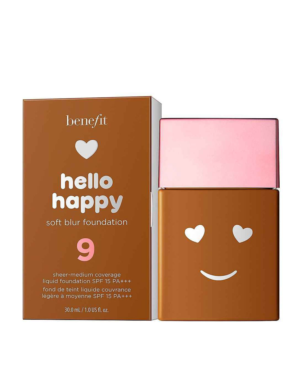 Benefit Hello Happy Soft Blur Matte Finish – Liquid Foundation for Women, 09, Deep Neutral, SPF 15, 30 ml