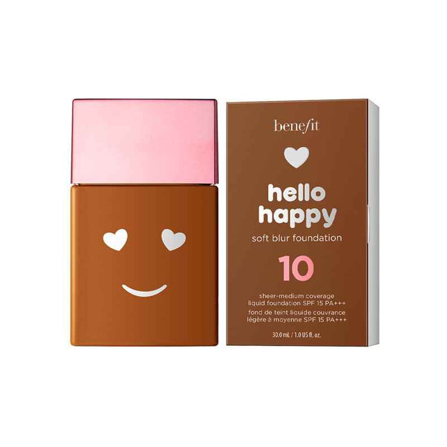 Benefit Hello Happy Soft Blur Matte Finish – Liquid Foundation for Women, 10, Deep Warm, SPF 15, 30 ml