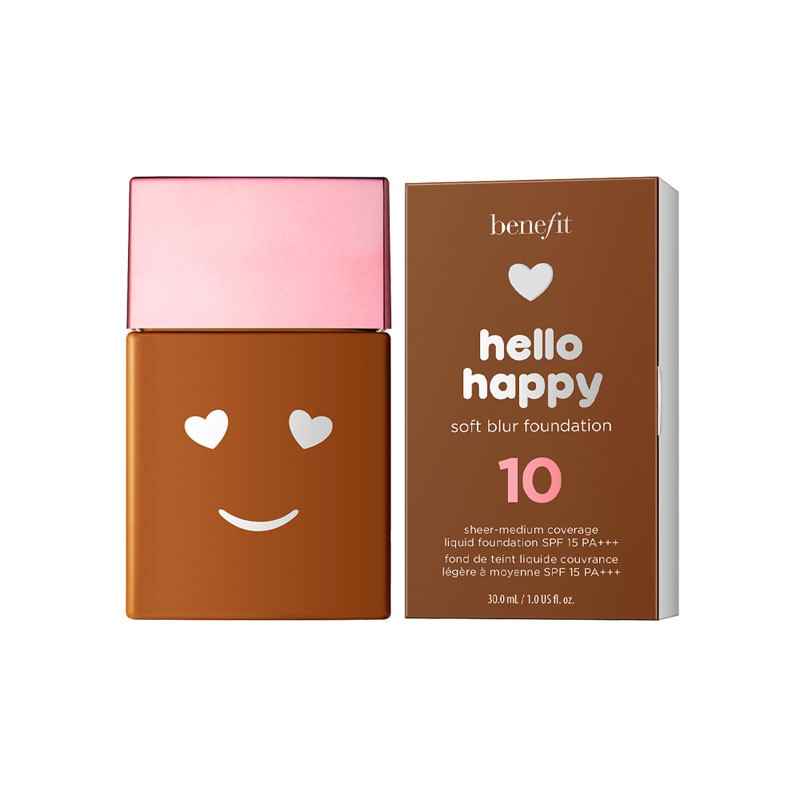 Benefit Hello Happy Soft Blur Matte Finish – Liquid Foundation for Women, 10, Deep Warm, SPF 15, 30 ml