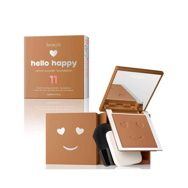Benefit Hello Happy Velvet Matte Finish – Compact Foundation for Women, 11, Dark Neutral, 7 g