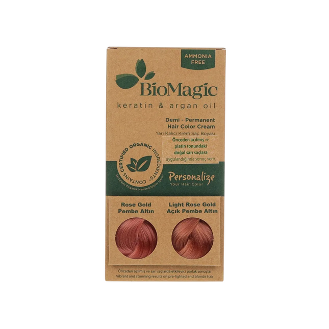 Biomagic Keratin & Argan Oil – Demi-Permanent Hair Dye for Women, Rose Gold, 250 ml Tester