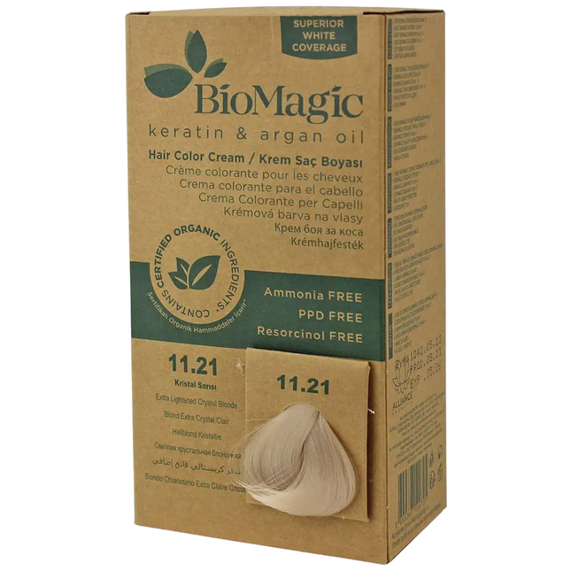 Biomagic Keratin & Argan Oil – Permanent Hair Dye for Women, 11.21, 250 ml Tester