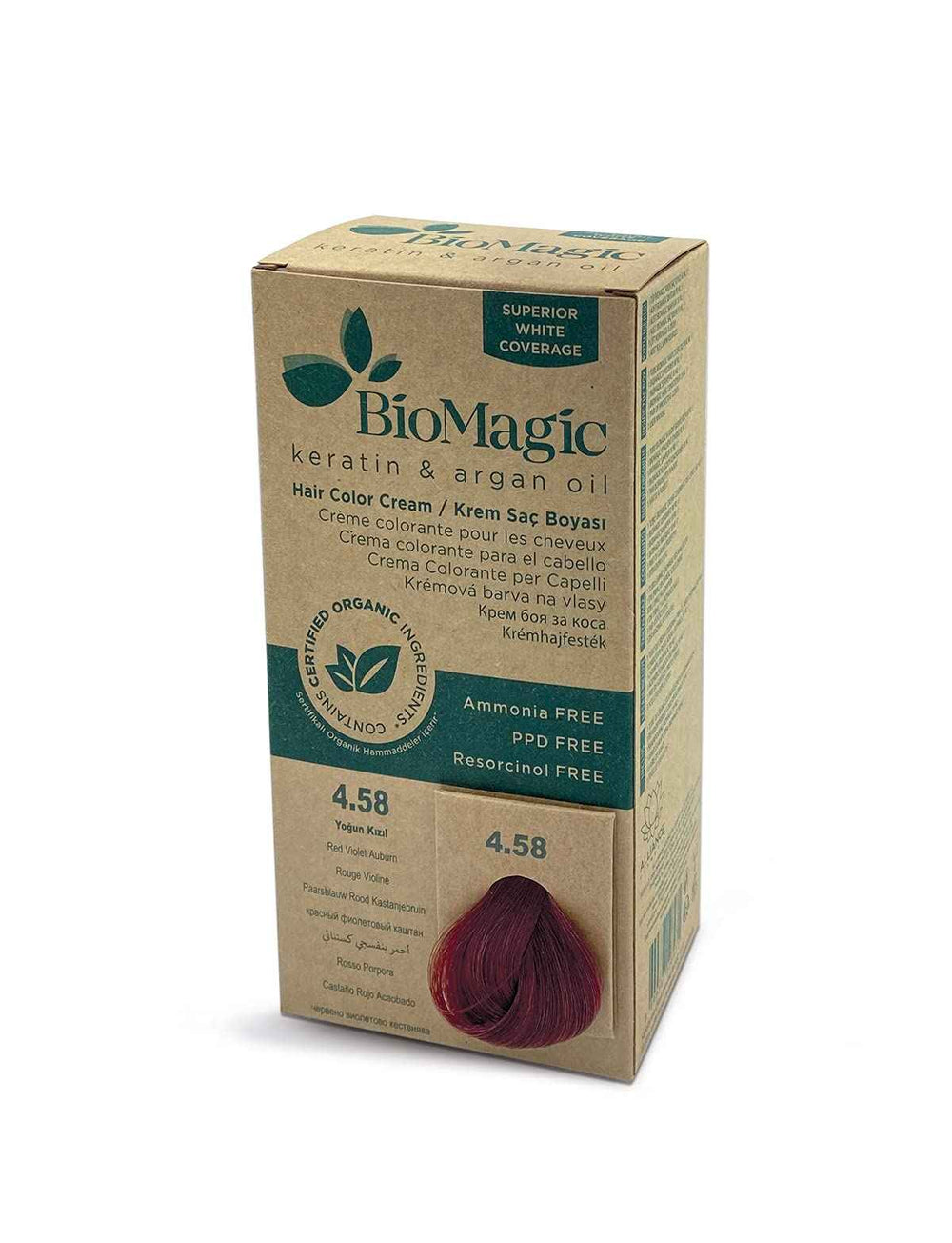 Biomagic Keratin & Argan Oil – Permanent Hair Dye for Women, 4.58, 250 ml Tester