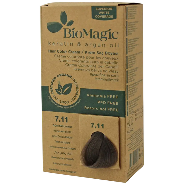 Biomagic Keratin & Argan Oil – Permanent Hair Dye for Women, 7.11, 250 ml Tester