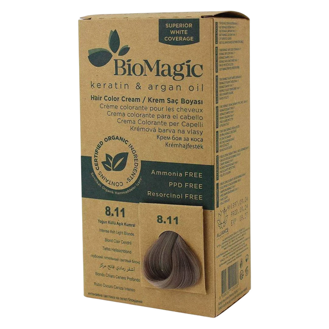Biomagic Keratin & Argan Oil – Permanent Hair Dye for Women, 8.11, 250 ml Tester