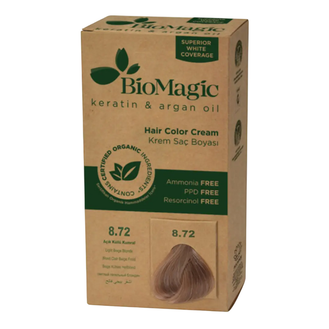 Biomagic Keratin & Argan Oil – Permanent Hair Dye for Women, 8.72, 250 ml Tester