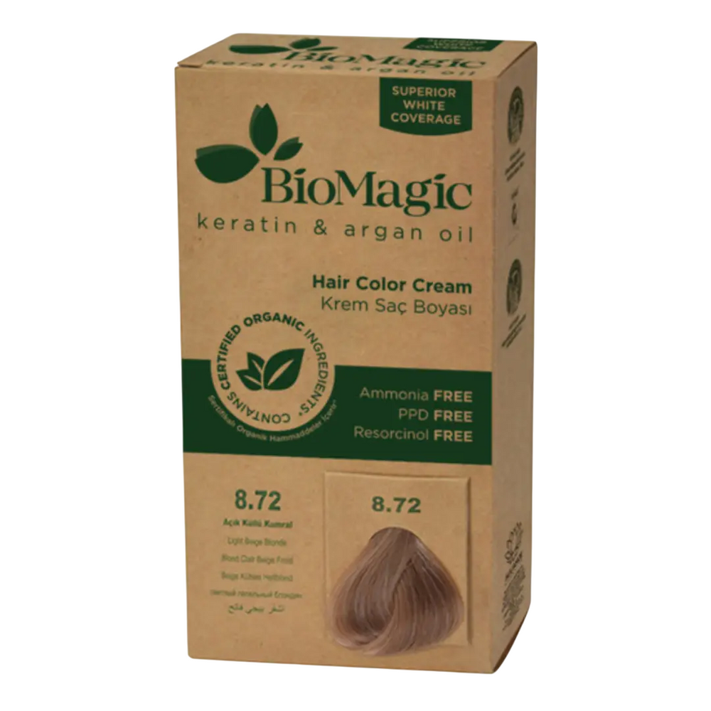 Biomagic Keratin & Argan Oil – Permanent Hair Dye for Women, 8.72, 250 ml Tester