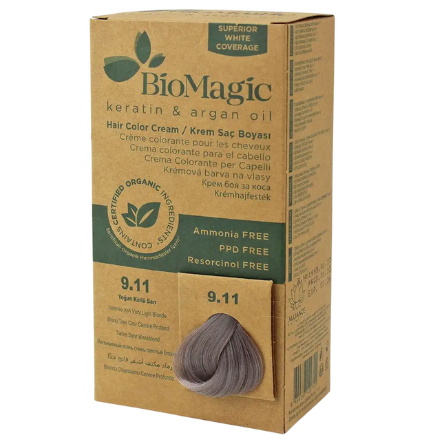 Biomagic Keratin & Argan Oil – Permanent Hair Dye for Women, 9.11, 250 ml Tester