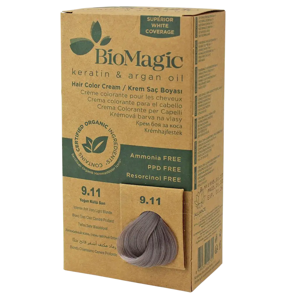 Biomagic Keratin & Argan Oil – Permanent Hair Dye for Women, 9.11, 250 ml Tester