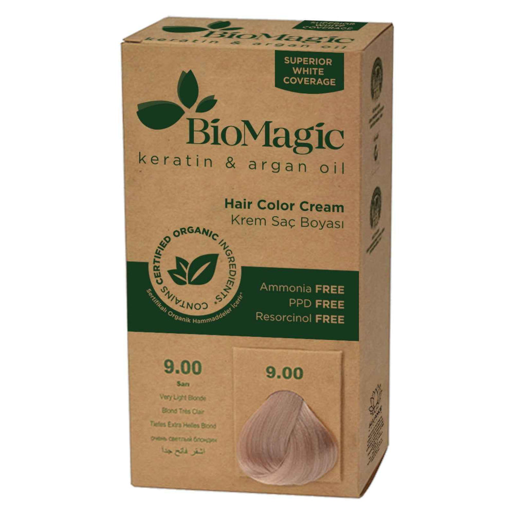 Biomagic Permanent Hair Dye for Women, 9/00 9 Very Light Blonde, 250 ml Tester